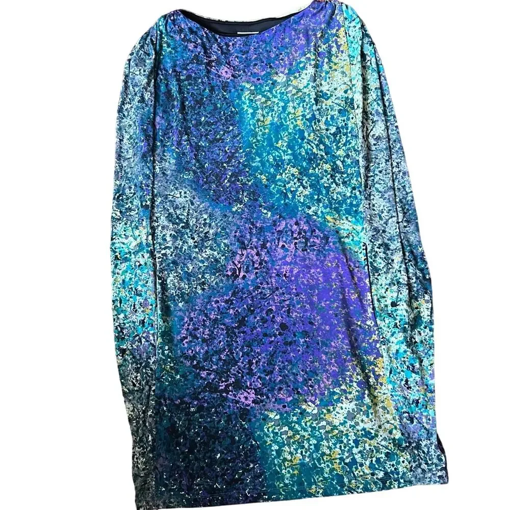 Abstract Jewel Tone Dolman Dress Size 4 Pockets Suzi Chin Artsy